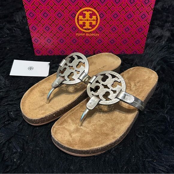 TORY BURCH miller leather cork sandals shoes women’s 8 new in box - Picture 2 of 6